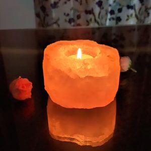 Himalayan rock salt lam tea light candle holder